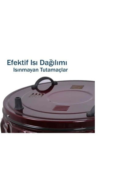 merpa Termostatlı Davul Fırın Bordo - Resim 2