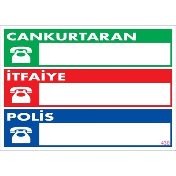 Acil Durum Telefon Levhası 25x35 KOD:430 - Resim 3