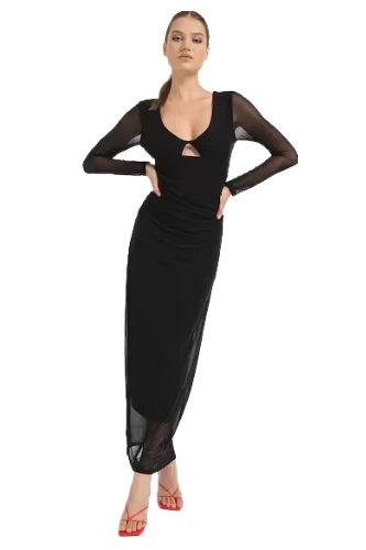 Kadın Siyah Uzun Elbise 15331585 ürün görseli 1