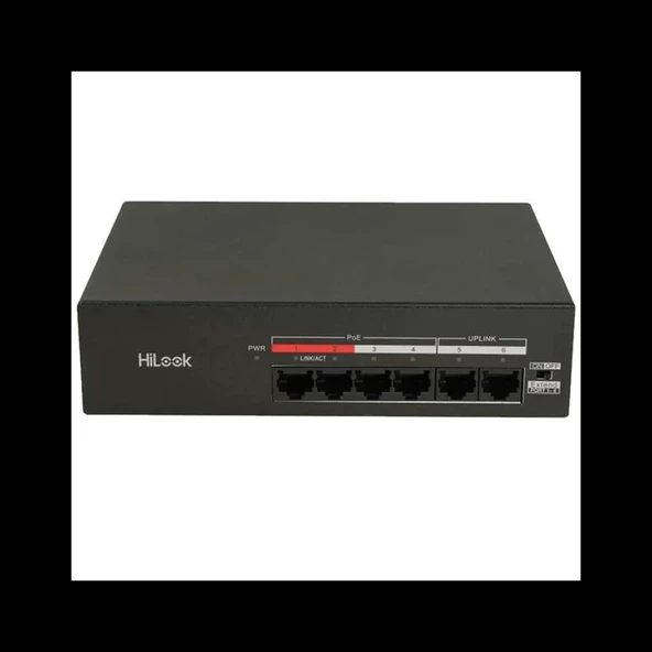 Hılook Ns-0106mp-35(b), 4 Port, Megabit, Poe 35w, 2 Port Megabit Uplink, Yönetilemez, Masaüstü Switch ürün görseli 1