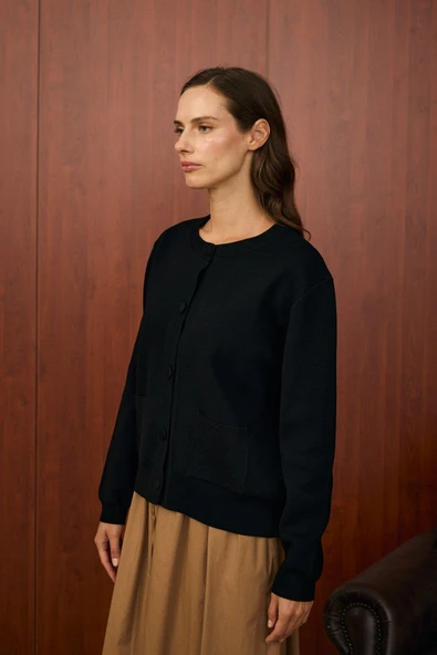 Merwish 1557 Bomber Mini Hırka Siyah - Resim 2