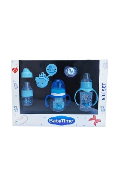 Babytime 5' Li Biberon Ve Emzik Seti 0-6 Ay Mavi ürün görseli 1