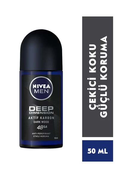 Nivea Men Erkek Roll-On Deodorant Deep Dimension 50ml,48 Saat Anti-perspirant Koruma - Resim 3