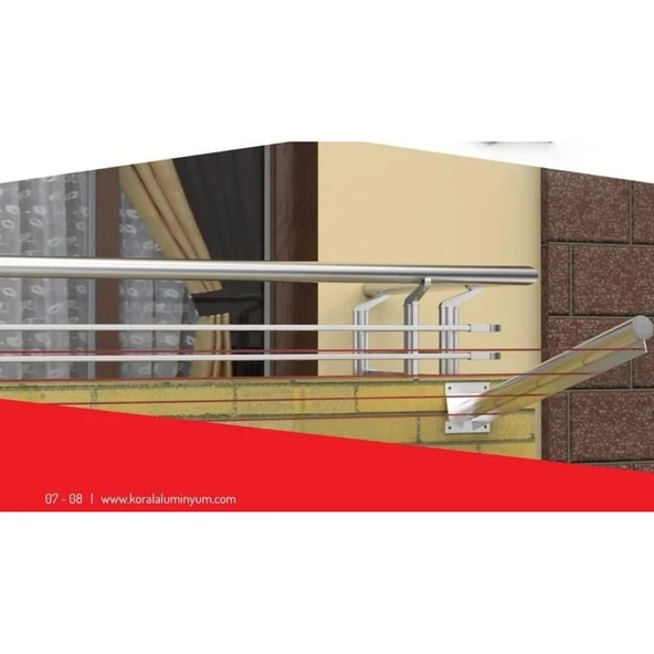 Koral Duvara Montaj Çamaşır Askılığı - Resim 4