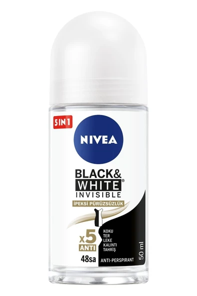 Nivea Kadın Roll On Deodorant Black&white Ipeksi Pürüzsüzlük 50ml,48 Saat Anti-perspirant Koruma - Resim 2