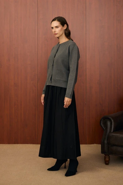 Merwish 1557 Bomber Mini Hırka Antrasit - Resim 2