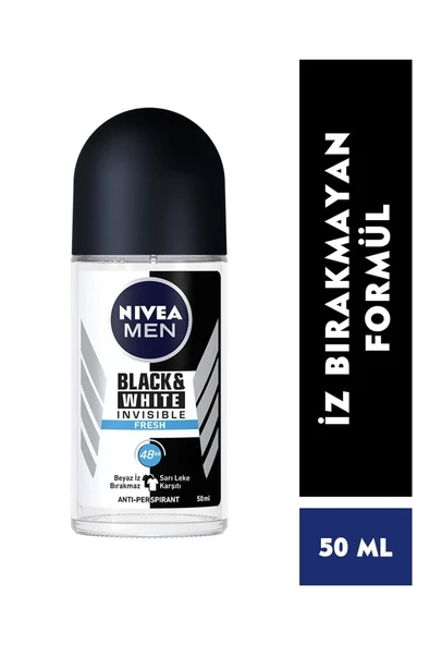Nivea Men Erkek Roll On Deodorant Black&white Fresh,48 Saat Anti-perspirant Koruma,50ml - Resim 2