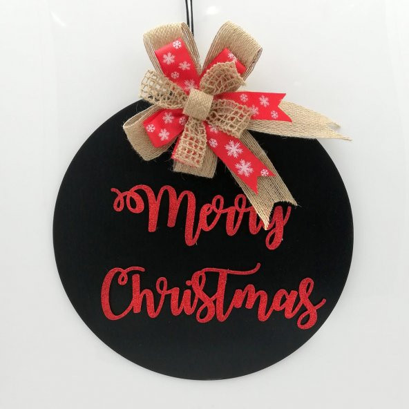 Lora Davet Ahşap Kapı Süsü Merry Christmas (1 Adet) Siyah - 54296