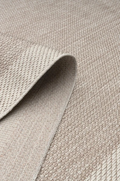 Çerçeveli Bohem Dokunuşlu Doğal Tonlarda Modern Sisal Bej - Krem Renk Halı - Resim 3