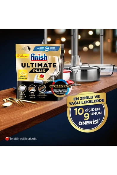 Finish Ultimate Plus Bulaşık Makinesi Deterjanı Kapsül Tablet Limon 120 Adet (60 x 2) - Resim 7