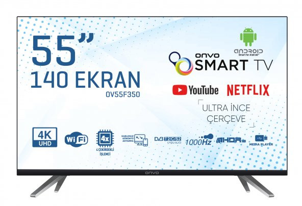 Onvo OV55F350 55" 140 Ekran Uydu Alıcılı 4K Ultra HD Smart LED TV