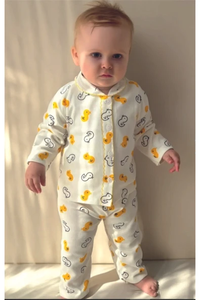 Düğmeli ikili Bebek Pijama Takımı - Resim 2
