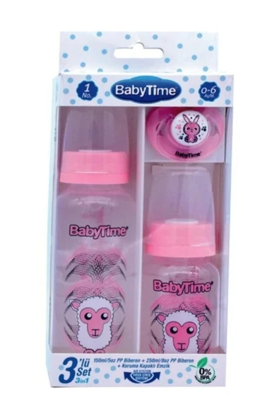 Babytime Bt209 3'lü Set Pp Biberon Ve Emzik Seti Mavi/pembe ürün görseli 1