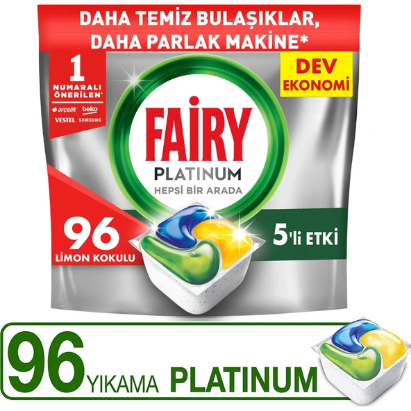 Fairy Platinum Bulaşık Makinesi Kapsülü 96 Yıkama Limon Kokulu