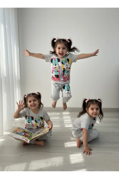 ruhaay Kız çocuk baskılı kısa kollu mevsimlik alt üst takım - Resim 2