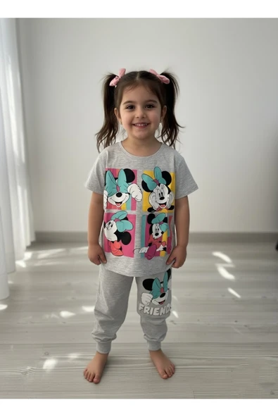 ruhaay Kız çocuk baskılı kısa kollu mevsimlik alt üst takım ürün görseli 1