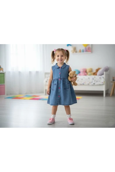 ruhaay Kız çocuk mevsimlik kot elbise (1 beden büyük alınız.) ürün görseli 1