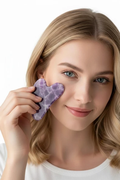 Ametist Gua Sha Yüz Yogası, Masaj Taşı 613-2 ürün görseli 1
