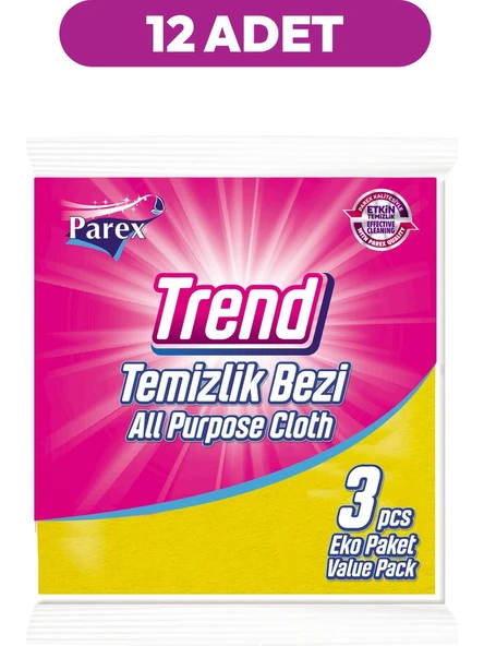 Parex Trend 3'lü Temizlik Bezi 12 Paket 1 Koli ürün görseli 1