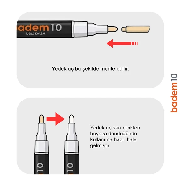 Derz Kalemi Hızlı Kuruyan Yedek Uç Su Bazlı Kokusuz Derz Dolgu Fayans Yenileme Tadilat Boyası Beyaz - Resim 3