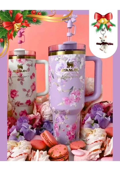 Stanley Quencher Pipetli Termos Bardak 1.18 Lt Loveshackfancy lila ürün görseli 1