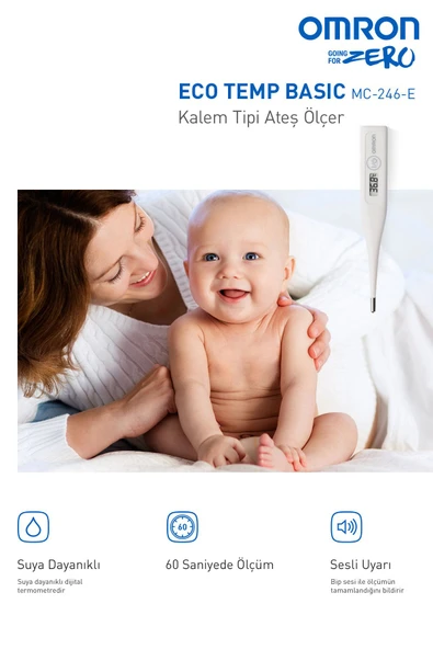 Omron Eco Temp Basic, Suya Dayanıklı Beden Tipi Ateş Ölçer MC-246-E - Resim 3