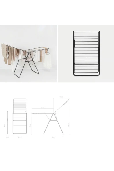 Tantitoni Brabantia Mat Siyah Çamaşır Kurutma Askısı-25 Metre - Resim 3