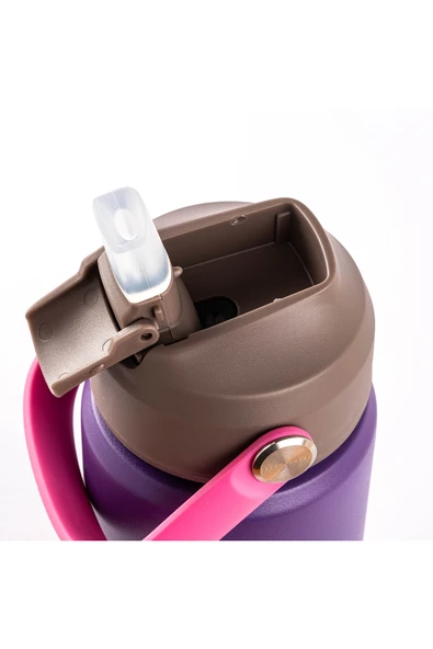 Tantitoni 025-01-TUTAMAÇLI MOR PASLANMAZ ÇELİK PİPETLİ TERMOS 350ML - Resim 3