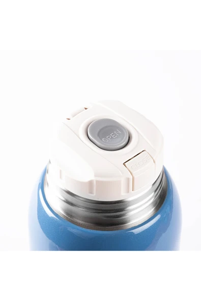 Tantitoni KAKE MAVİ AYICIK DESENLİ ÇİFT KAPAKLI ÇOCUK TERMOSU 600ML - Resim 4