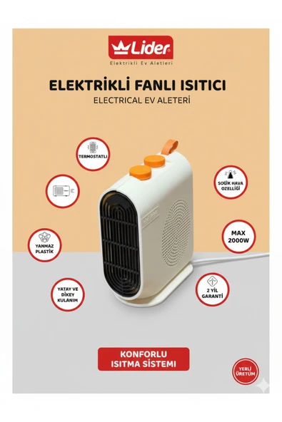 Lider Haus+ Elektrikli Fanlı Isıtıcı 2000 W ürün görseli 1
