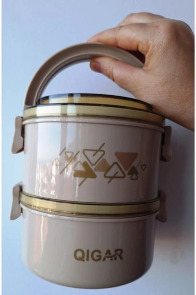 Tantitoni QIGAR, 1,4 ml, 2 Katlı, İçi çelik, Yuvarlak, Yemek taşıma kabı, Sefer tası, Yemek termosu, FOOD 1112 ürün görseli 1