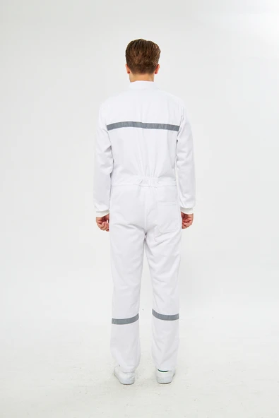 mervem Orange Safety Bütün %100 Pamuk Reflektörlü İşçi Tulumları - Resim 6