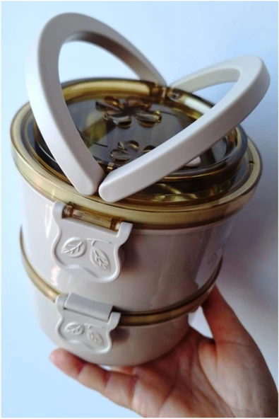 Tantitoni QIGAR, 1,4 ml, 2 Katlı, İçi çelik, Yuvarlak, Yemek taşıma kabı, Sefer tası, Yemek termosu, FOOD 1112 - Resim 4