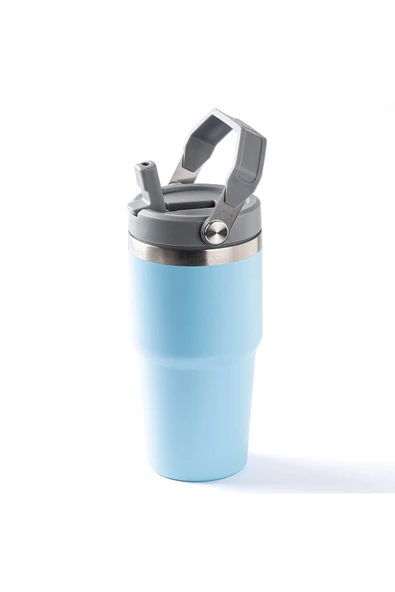 Tantitoni MAVİ PASLANMAZ ÇELİK TUTACAKLI TERMOS BARDAK 600ML ürün görseli 1