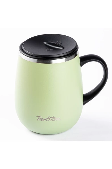 Tantitoni 024-01-YEŞİL ÇİFT KATMANLI KAPAKLI TERMOS BARDAK 470ML ürün görseli 1