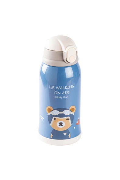 Tantitoni KAKE MAVİ AYICIK DESENLİ ÇİFT KAPAKLI ÇOCUK TERMOSU 600ML ürün görseli 1