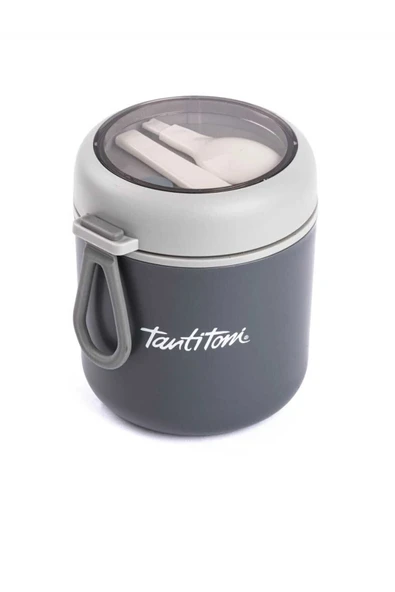 Tantitoni GRİ PASLANMAZ ÇELİK YUVARLAK KAŞIKLI YEMEK TAŞIMA KABI ürün görseli 1