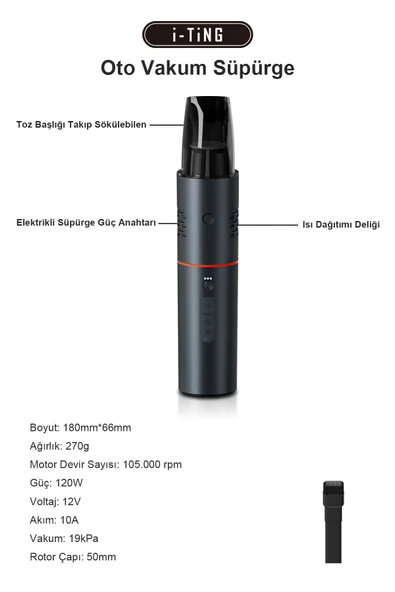 iTing Araç Otomobil Akıllı Set Araç Yıkama Araç İçi Süpürge Araç Lastik Şişirme Akü Takviye Seti - Resim 4