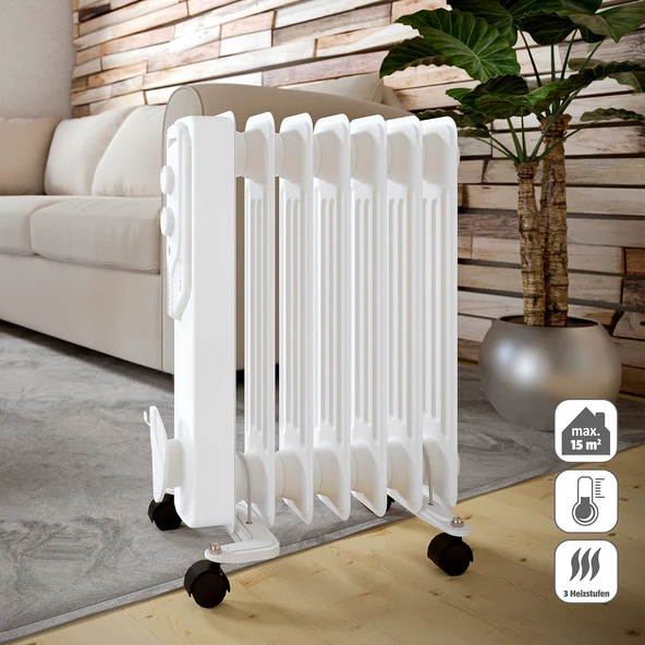 1500W Termostatlı 7 Dilim Yağlı Radyatör – Sessiz ve Etkili Isıtma Çözümü / Beyaz ürün görseli 1