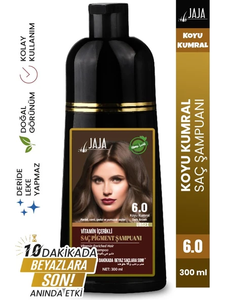 Jaja Saç Pigment Şampuanı (Beyazlar Için Şampuan Boya) No:6 Koyu Kumral  300 ml - Resim 2