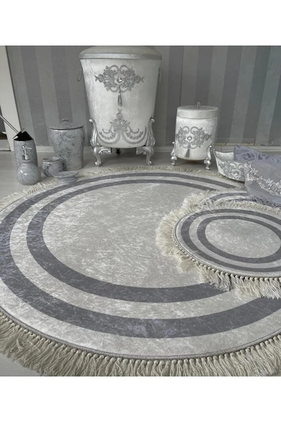 Beyaz  Kaymaz Taban  3lü Banyo Paspas Takımı  361-30 - Resim 3