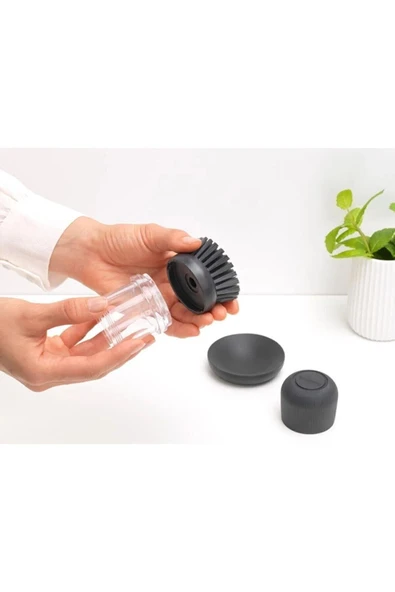 Tantitoni Dark Grey Sabun Hazneli Bulaşık Fırçası - Resim 4