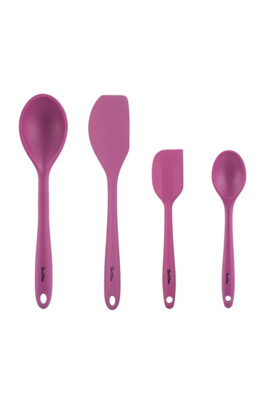 Tantitoni VİŞNE RENKLİ SİLİKON 4LÜ KAŞIK VE SPATULA SETİ ürün görseli 1