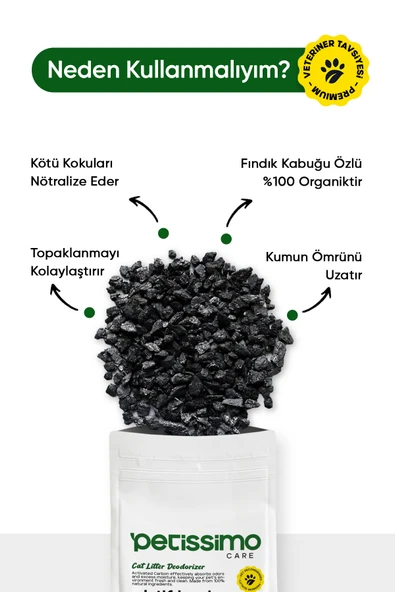 Petissimo Care Kedi Kumu Koku Giderici Aktif Karbon - 250 gr - Resim 3