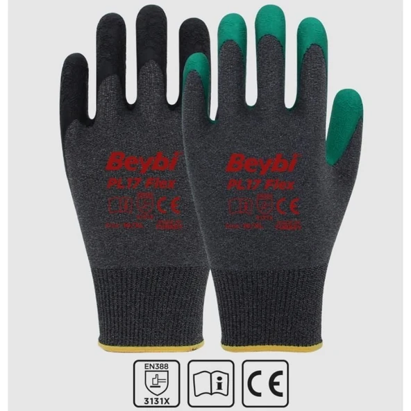 Beybi PL17 Flex Likralı İpten Örme Lateks Eldiven NO:9 - Resim 2
