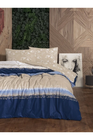 Cotton Box Flanel Nevresim Takımı Bluelıne Lacıvert Çift Kişilik ürün görseli 1