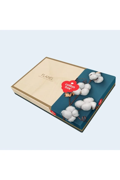 Cotton Box Flanel Nevresim Takımı Bluelıne Lacıvert Çift Kişilik - Resim 2