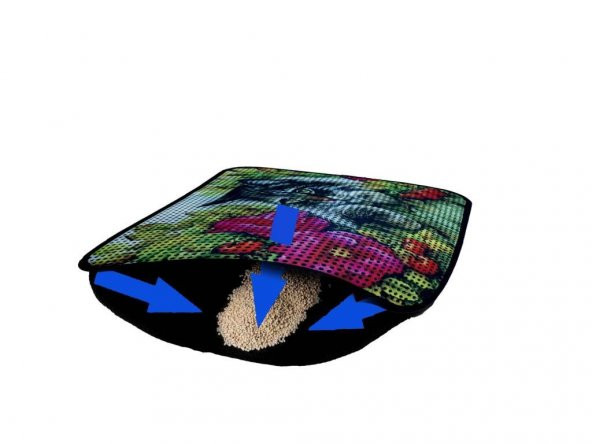 Giz Home Catsline Kedi Tuvalet Kum Paspası 40X60 Çiçekli Kedi - 4