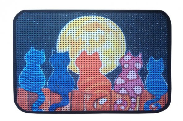 Giz Home Catsline Kedi Tuvalet Kum Paspası 40X60 Desenli Kediler - 2