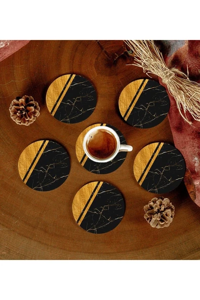 6 Adet Desenli Mdf Bardak Altlığı ürün görseli 1